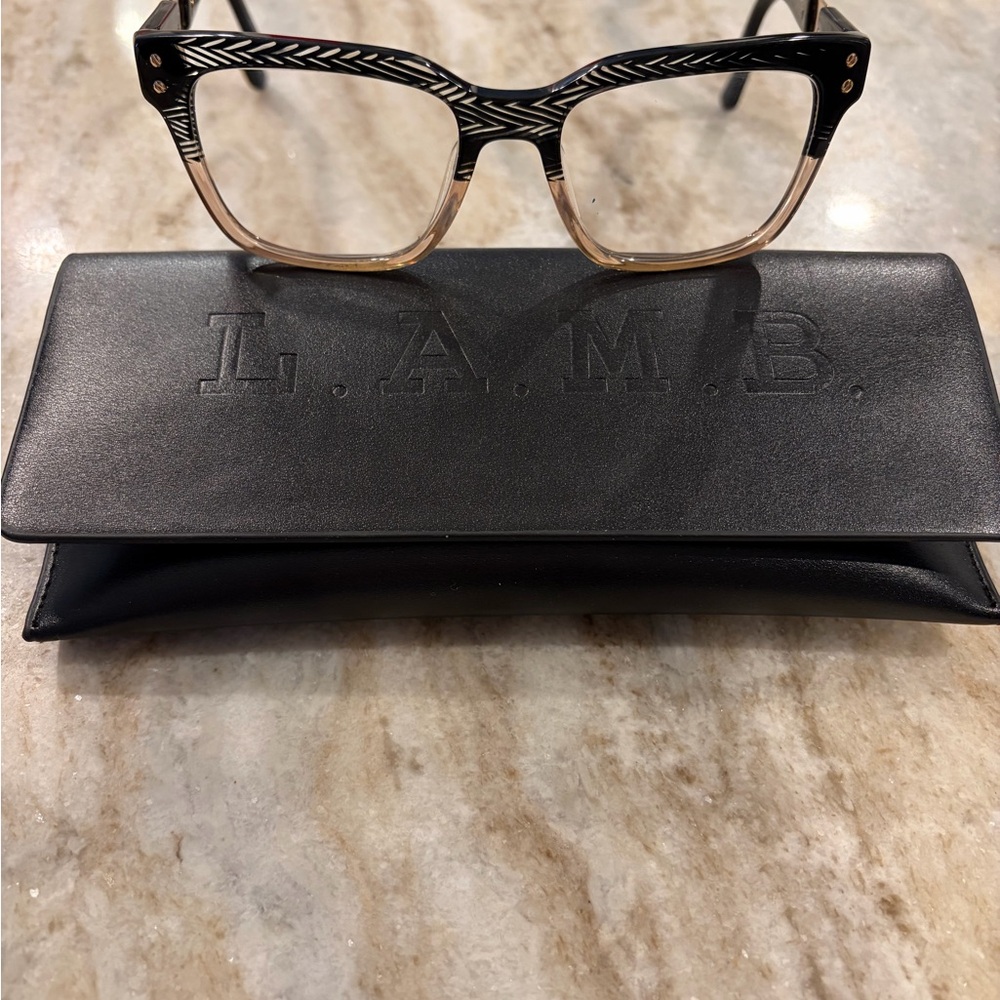 L.A.M.B. Black Designer Glasses Frame, model LD045, with case